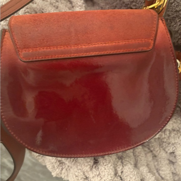 Chloé Red and Brown Leather Suede Patent Tess Bag - Picture 11 of 16